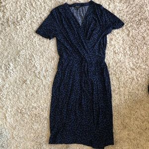 Blue cheetah print wrap dress, s
